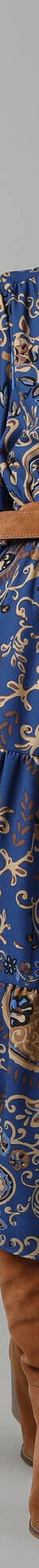 Robe longue taille élastiquée, crêpe imprimé (bleu) Robe longue taille élastiquée, crêpe imprimé (bleu)
